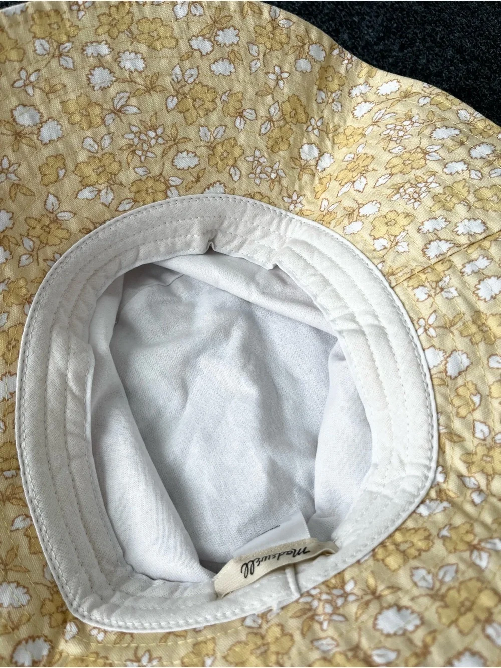 NWOT Madewell Yellow Floral Packable Bucket Sun Hat M/L size
